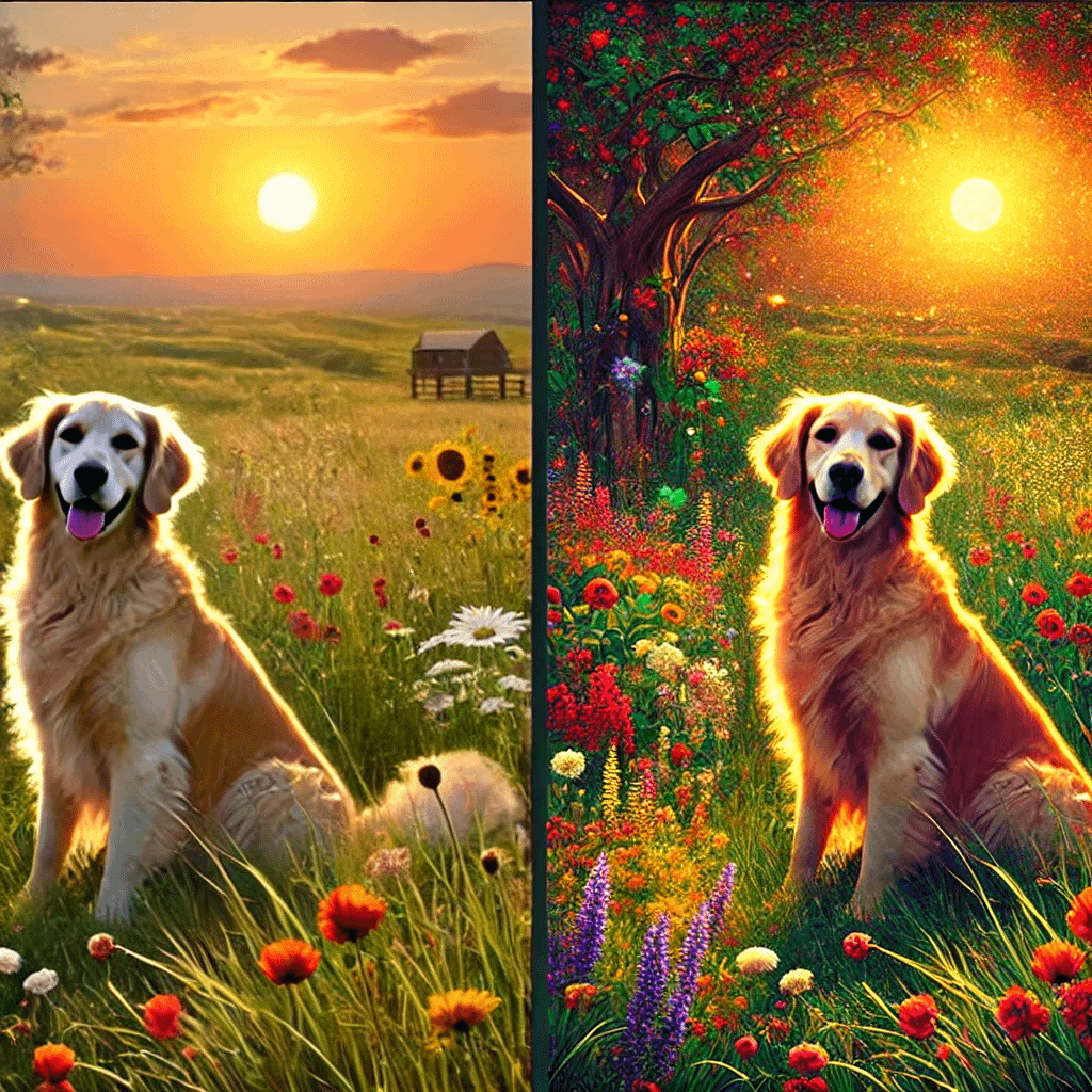 A side-by-side comparison of a basic AI prompt vs. a detailed AI prompt showcasing the difference in image quality.