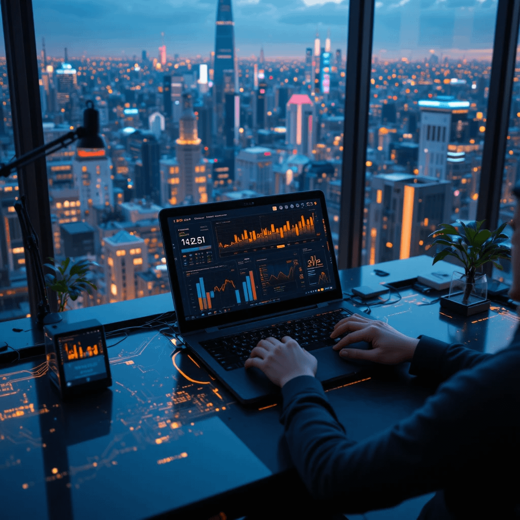 Person using AI tools on a laptop to automate a side hustle and earn more income.