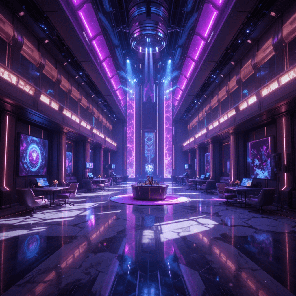 Modern office with AI agents enhancing productivity and collaboration.