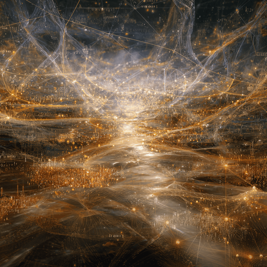 Abstract visual of interconnected AI agents integrating with business applications for automation.