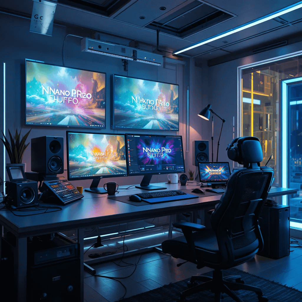 Nano Banana Pro interface screenshot showing prompt input field and generated image gallery