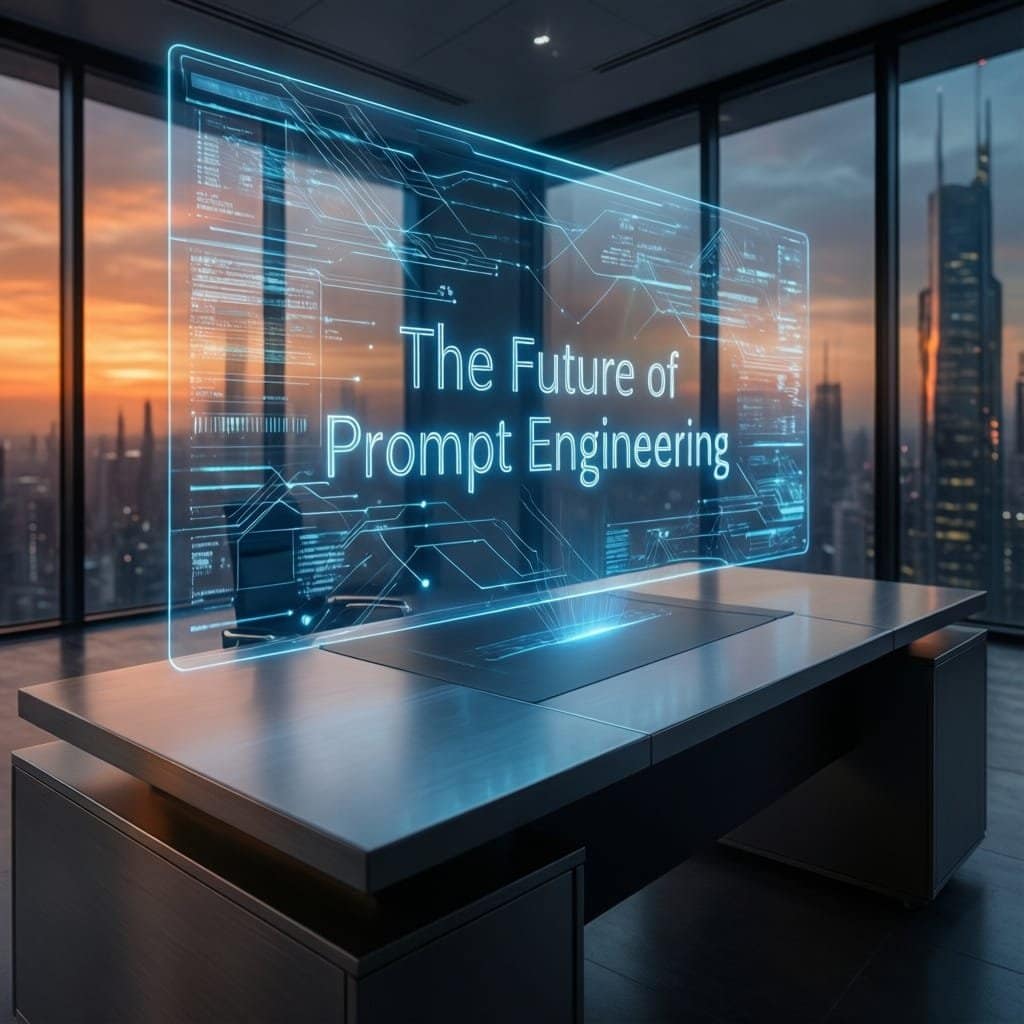 AI Prompt Engineer working on laptop with code and neural network overlay