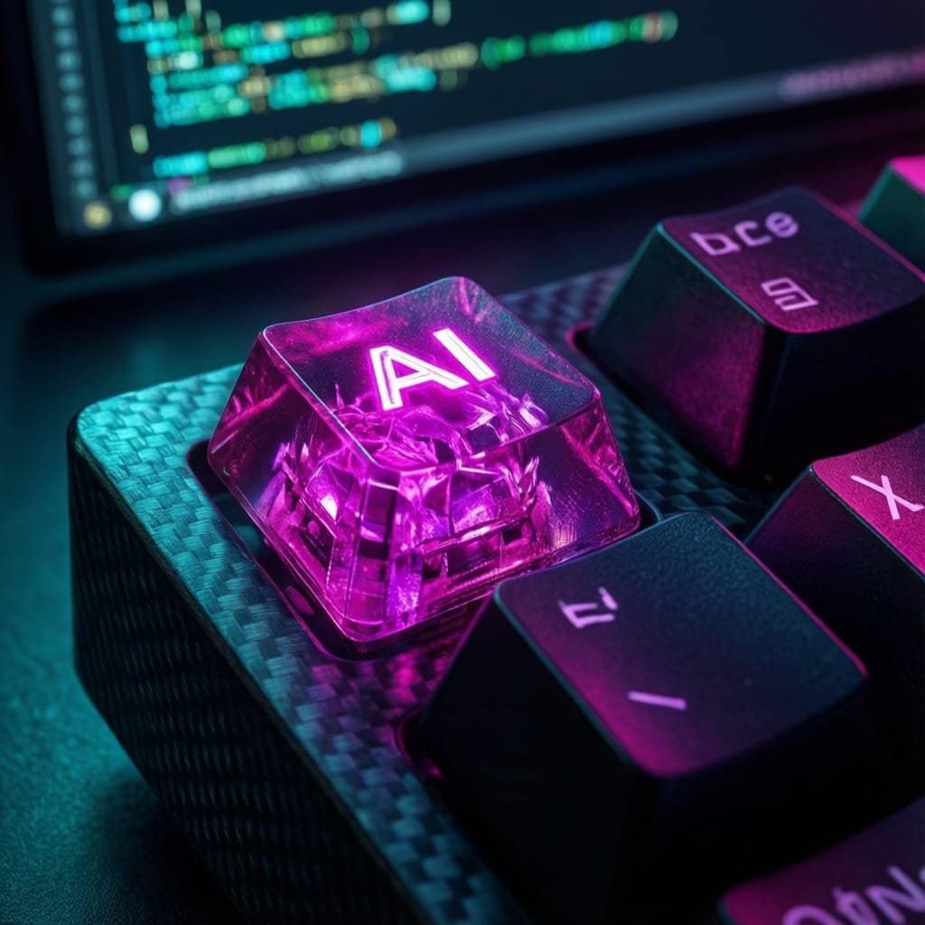 Professional AI engineer workspace with code