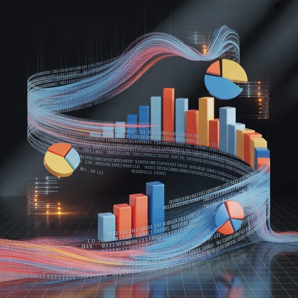 Abstract art showing raw data transforming into clear, actionable insights.