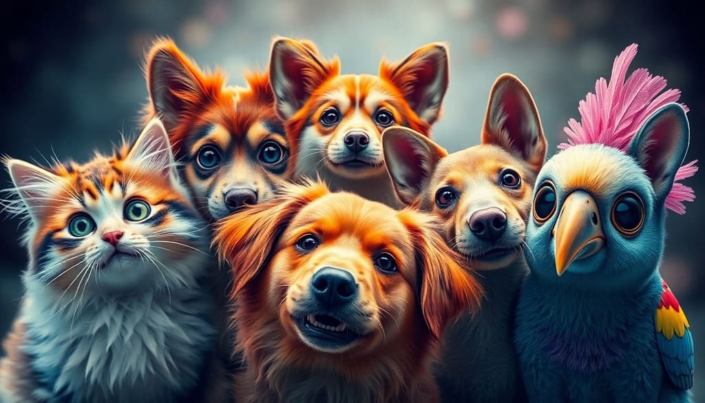 A close up of everyday pets with remarkable looks that could be generated by AI