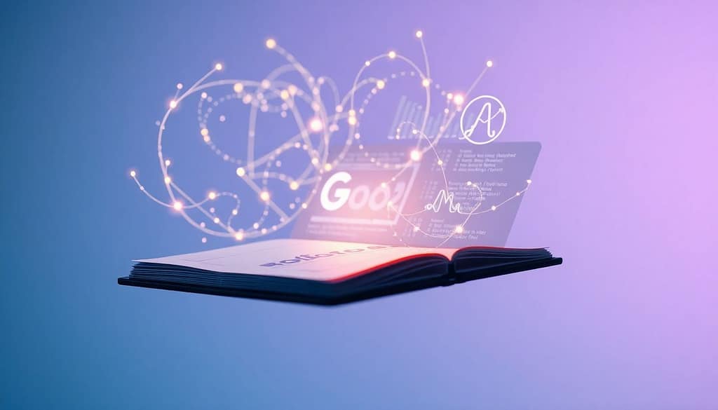 "A person using Google NotebookLM Plus on a laptop and smartphone, showcasing AI-generated audio overviews, document summaries, and collaborative features."