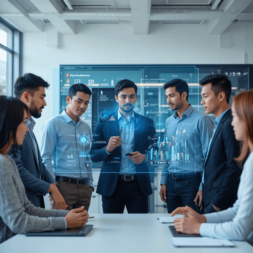Professionals discussing Claude Haiku 4.5 AI efficiency and performance.